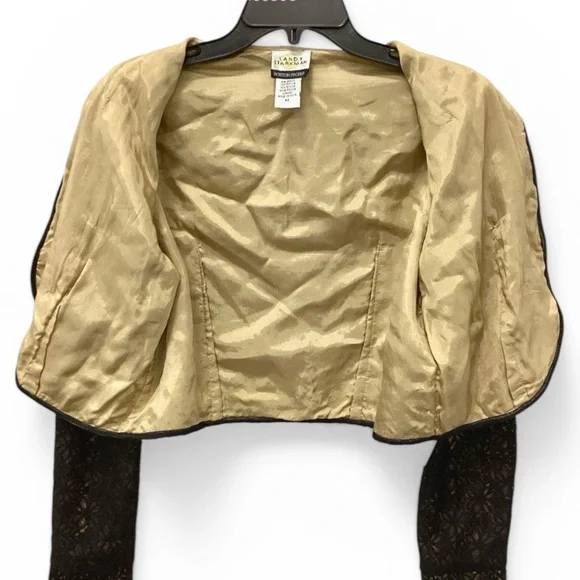 Sandy Starkman Boston Proper Beaded Lace Bolero  Cropped Evening Jacket Size M - Picture 4 of 6